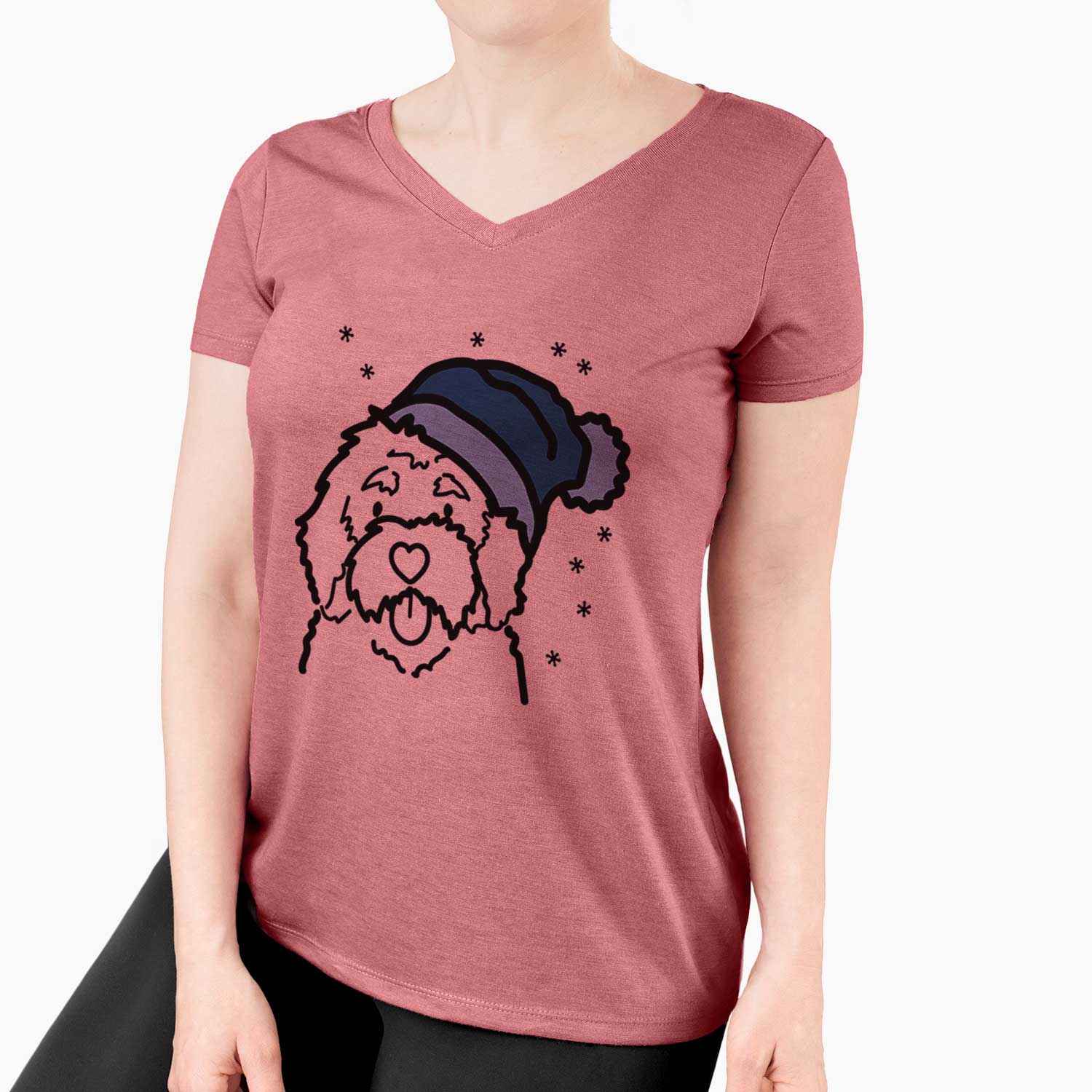 Frosty Bernedoodle - Women's V-neck Shirt