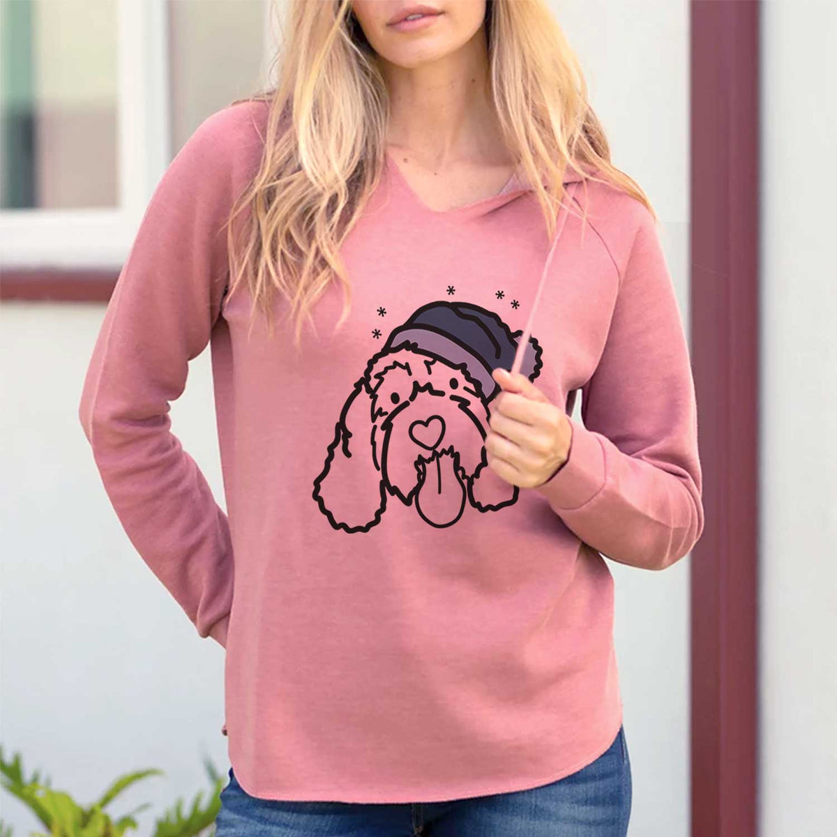 Frosty Portguese Water Dog - Bo - Cali Wave Hooded Sweatshirt