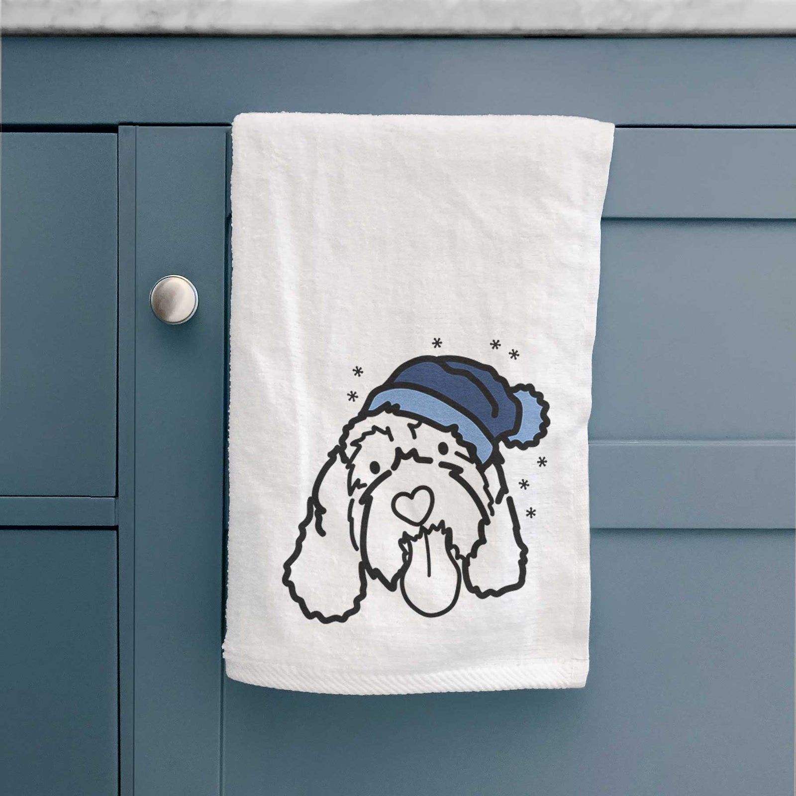 Frosty Portguese Water Dog - Bo - Decorative Hand Towel