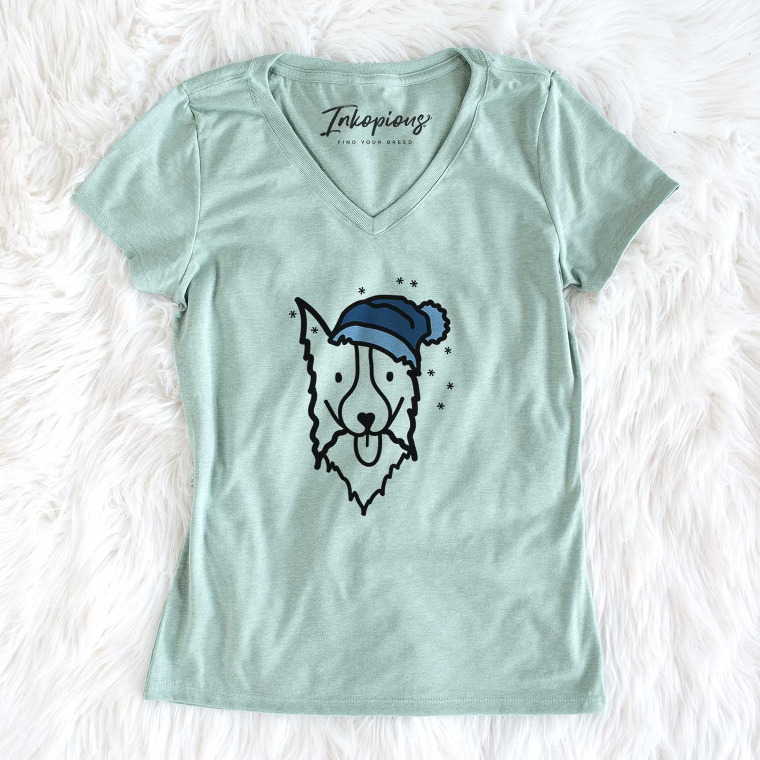 Frosty Border Collie - Women's V-neck Shirt