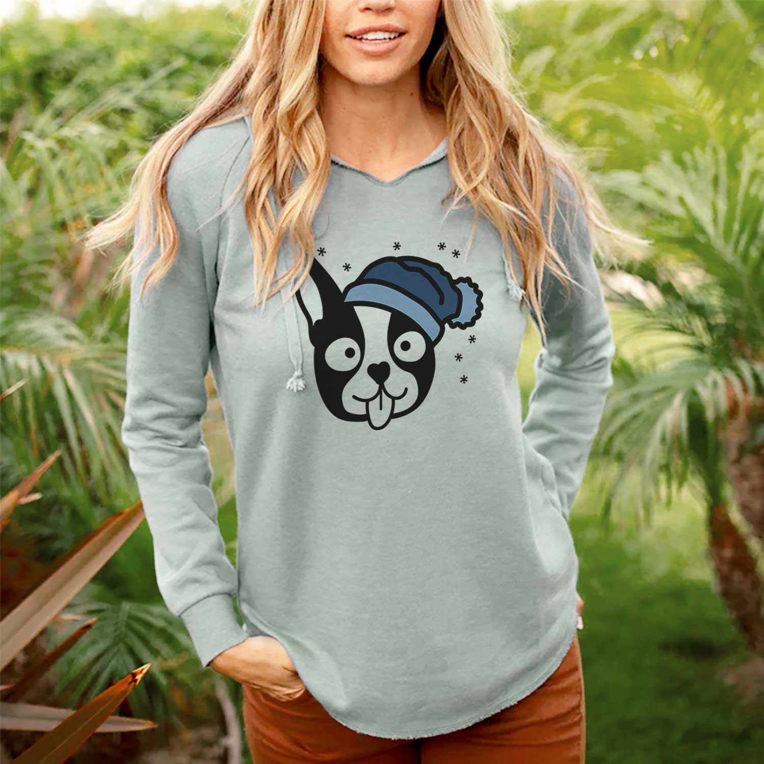 Frosty Boston Terrier - Cali Wave Hooded Sweatshirt