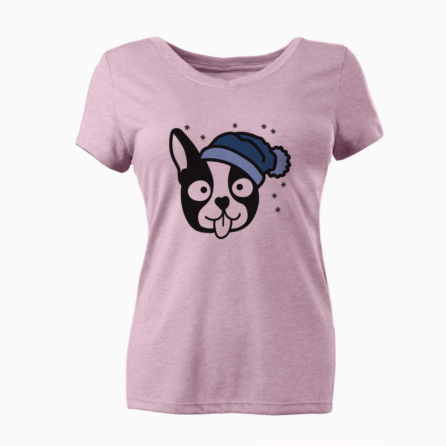 Frosty Boston Terrier - Women's V-neck Shirt