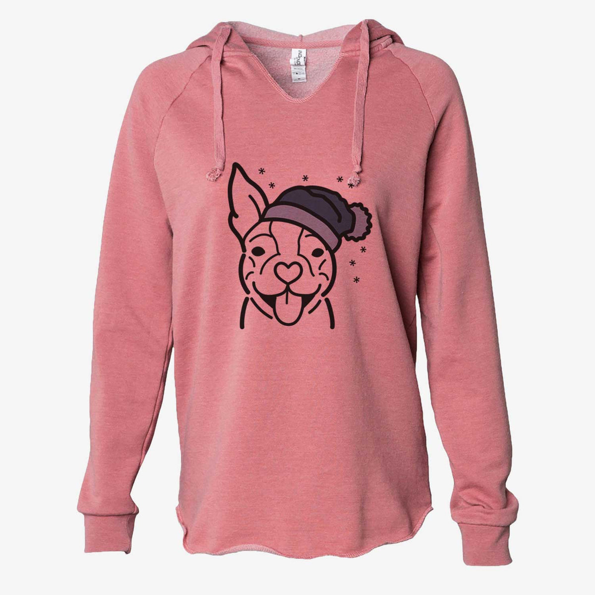Frosty Happy Boston Terrier - Cali Wave Hooded Sweatshirt