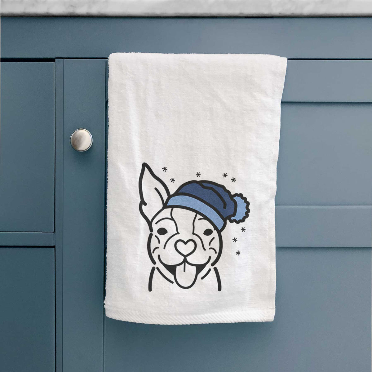 Frosty Happy Boston Terrier - Decorative Hand Towel