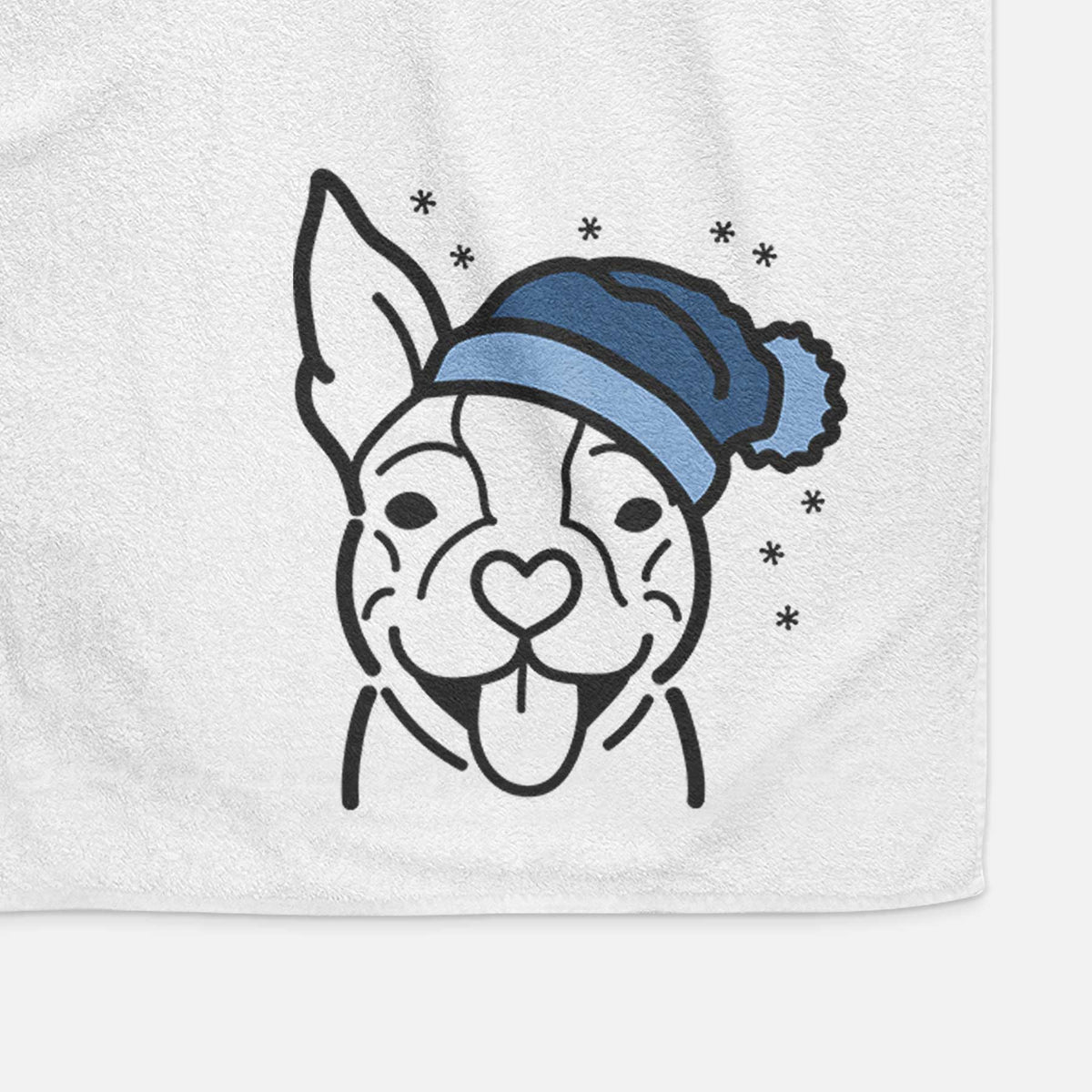 Frosty Happy Boston Terrier - Decorative Hand Towel