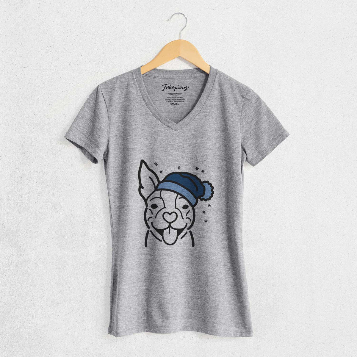 Frosty Happy Boston Terrier - Women's V-neck Shirt