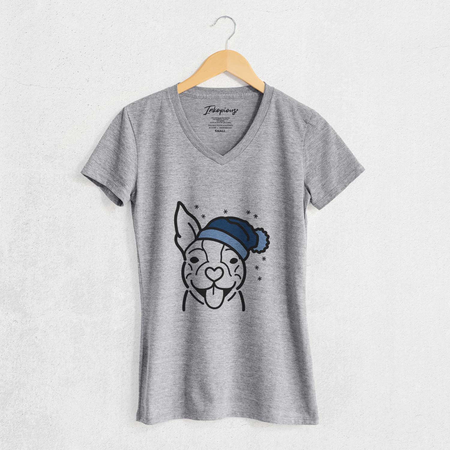 Frosty Happy Boston Terrier - Women's V-neck Shirt