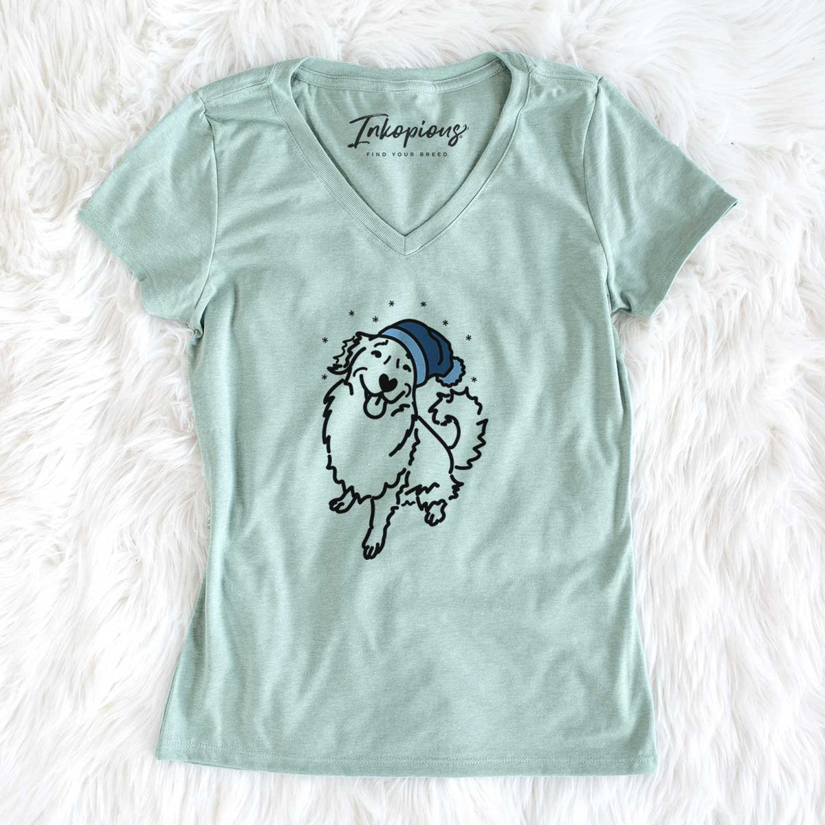 Frosty Golden Retriever - Brinkley - Women's V-neck Shirt