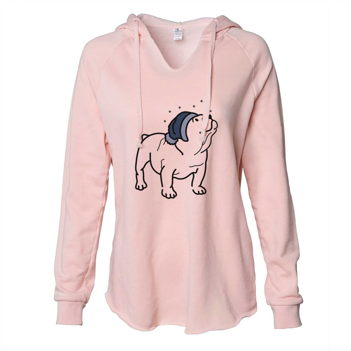 Frosty English Bulldog - Bruno - Cali Wave Hooded Sweatshirt