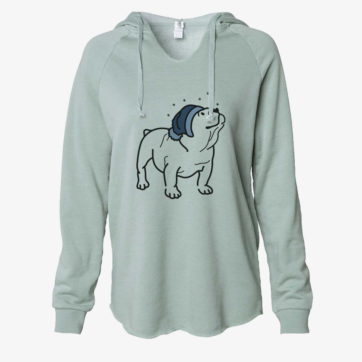 Frosty English Bulldog - Bruno - Cali Wave Hooded Sweatshirt