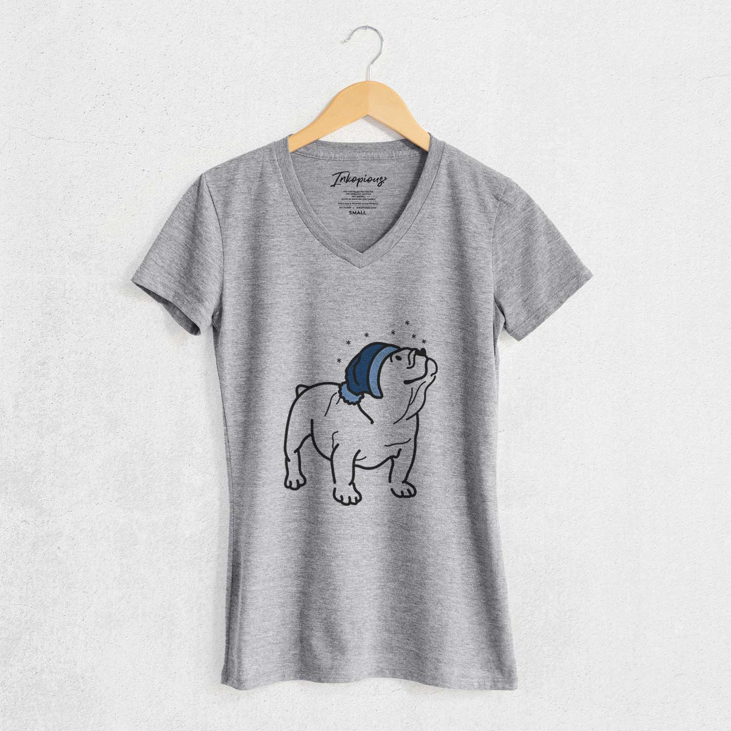 Frosty English Bulldog - Bruno - Women's V-neck Shirt