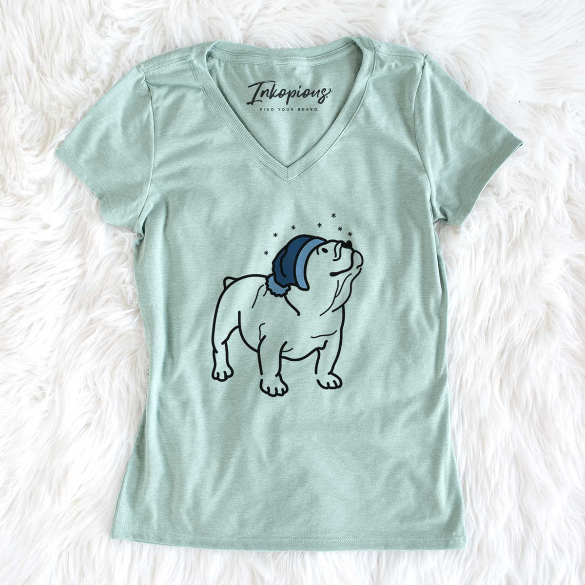 Frosty English Bulldog - Bruno - Women&#39;s V-neck Shirt