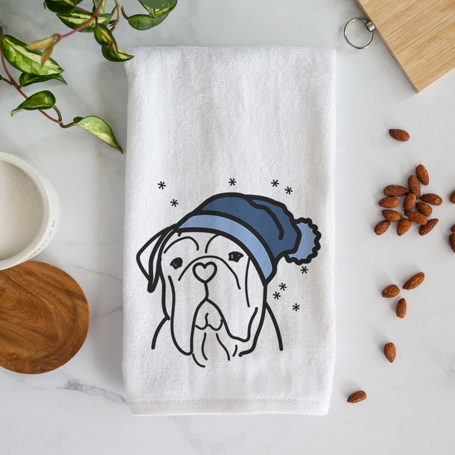 Frosty Bull Mastiff - Vivian - Decorative Hand Towel