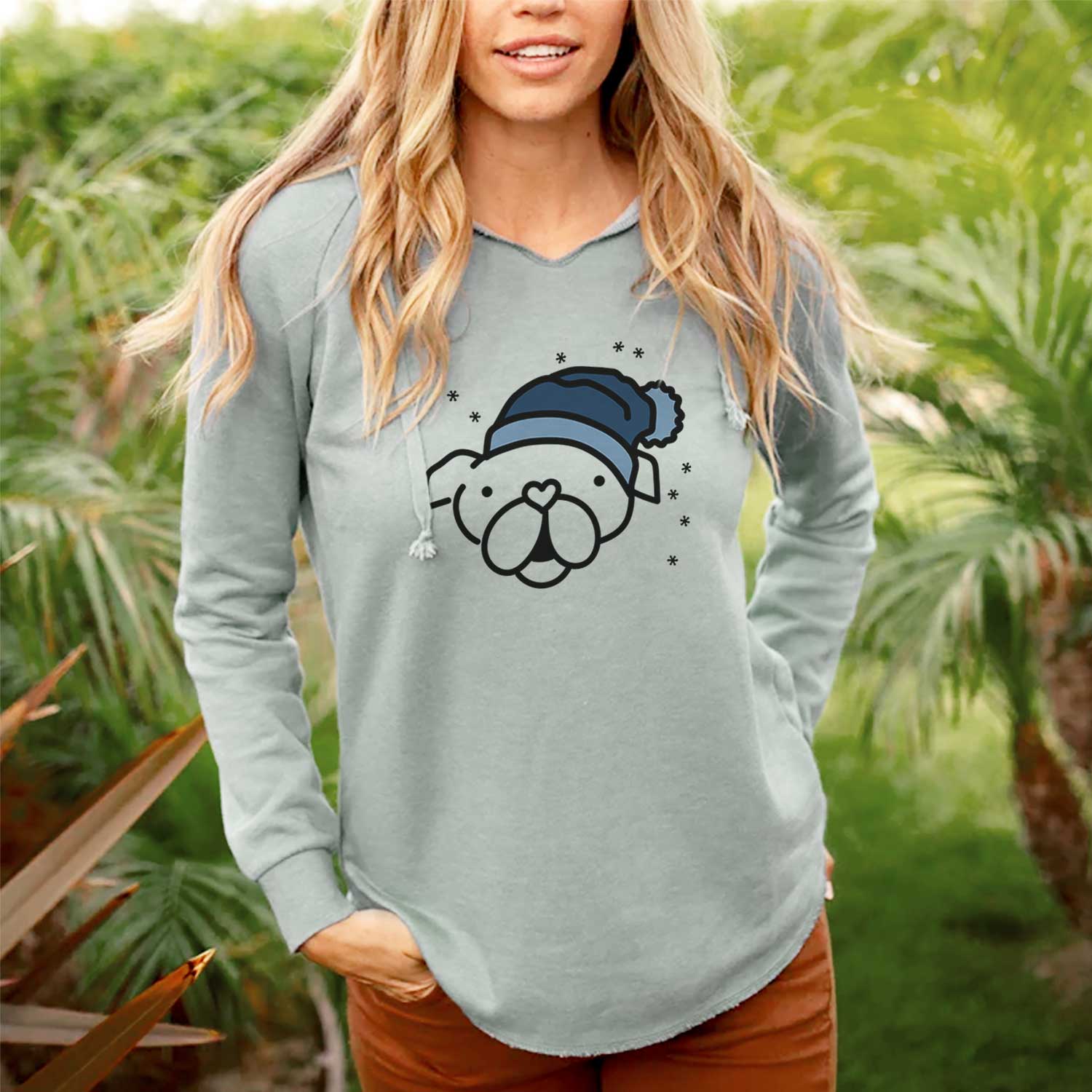 Frosty English Bulldog - Cali Wave Hooded Sweatshirt