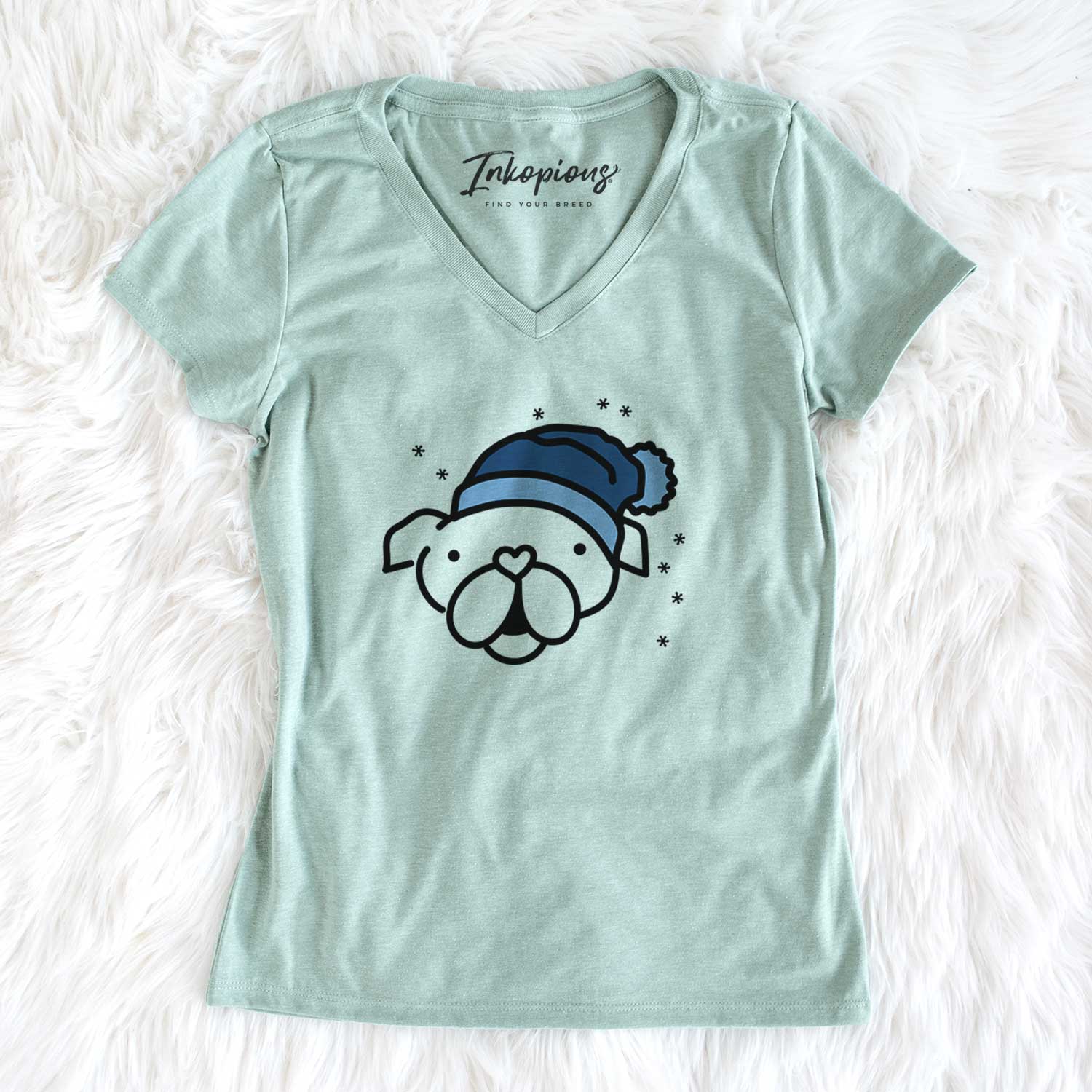 Frosty English Bulldog - Women's V-neck Shirt