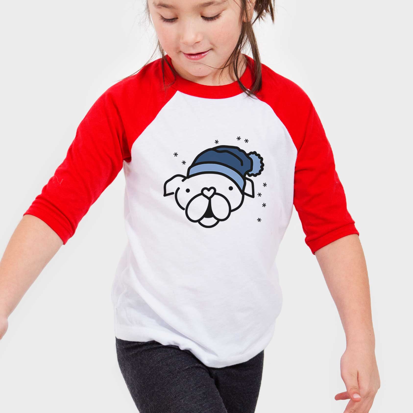 Frosty English Bulldog - Youth 3/4 Long Sleeve