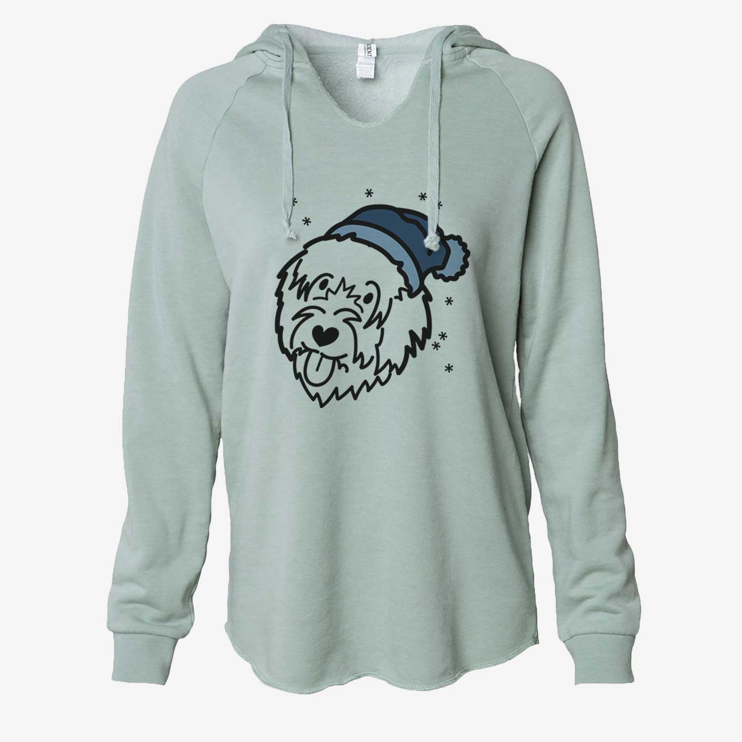 Frosty Catalan Sheepdog - Cali Wave Hooded Sweatshirt