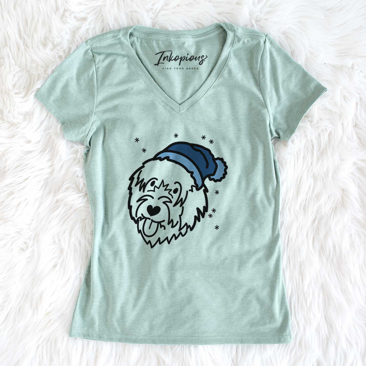 Frosty Catalan Sheepdog - Women's V-neck Shirt