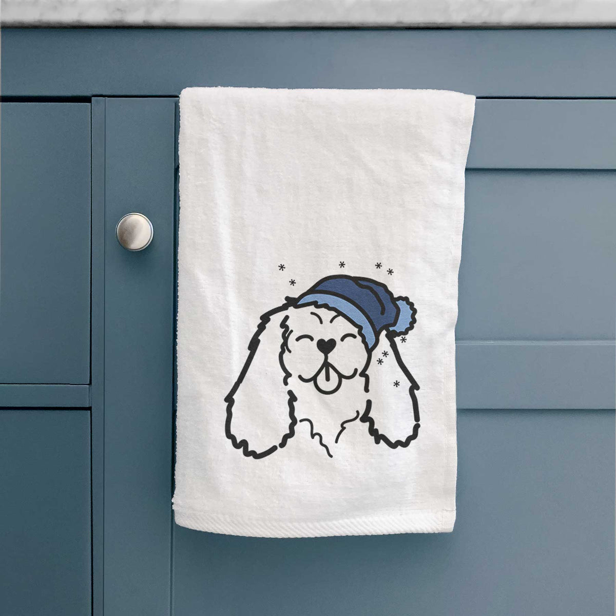 Frosty Cavalier King Charles Spaniel - Decorative Hand Towel