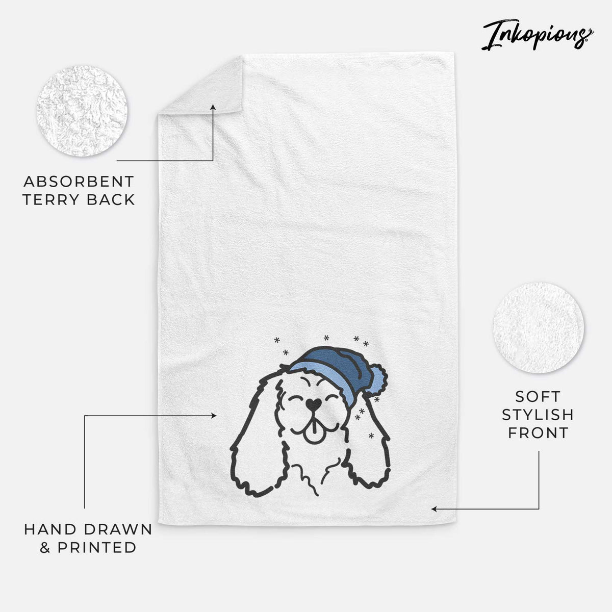 Frosty Cavalier King Charles Spaniel - Decorative Hand Towel