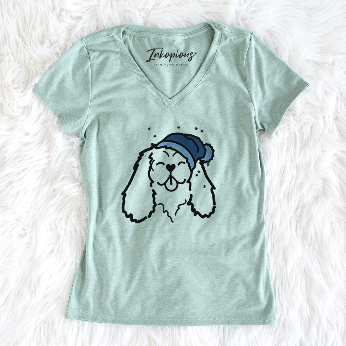 Frosty Cavalier King Charles Spaniel - Women&#39;s V-neck Shirt