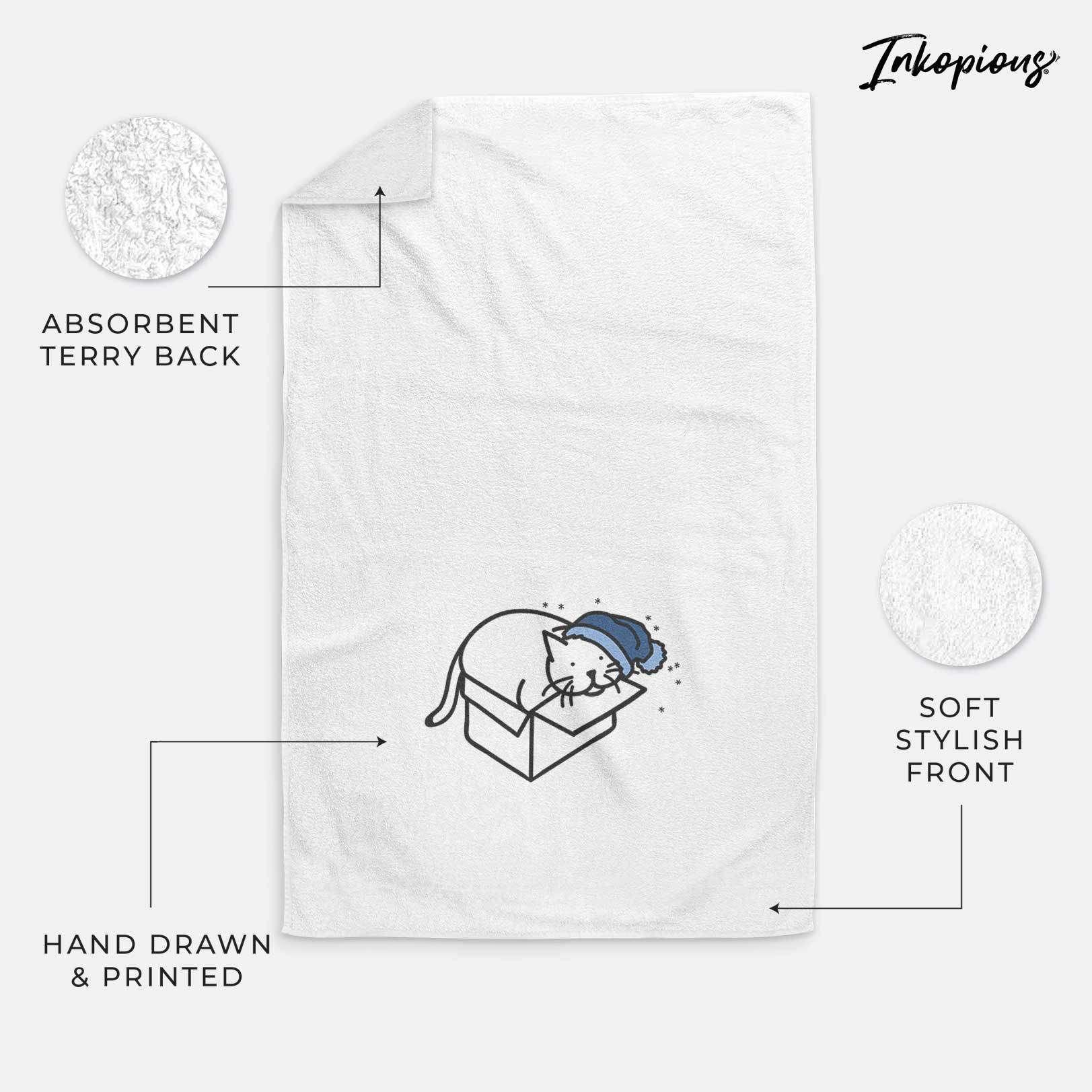 Frosty Cat in a Box - Charlie - Decorative Hand Towel