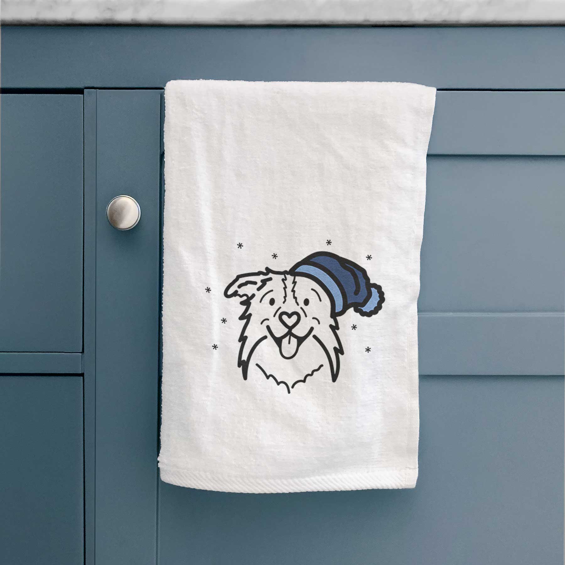 Frosty Border Collie - Cricket - Decorative Hand Towel