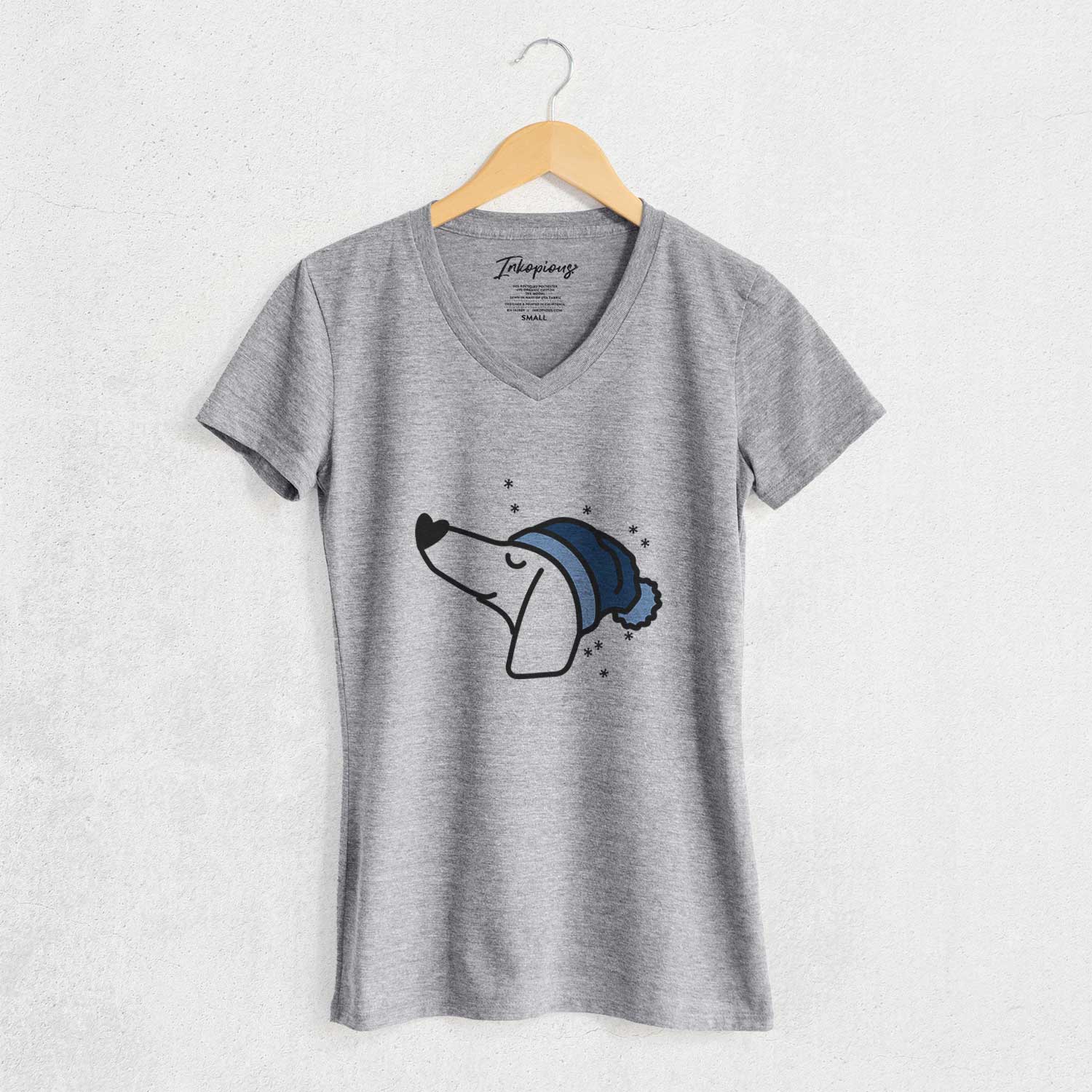 Frosty Dachshund - Women's V-neck Shirt