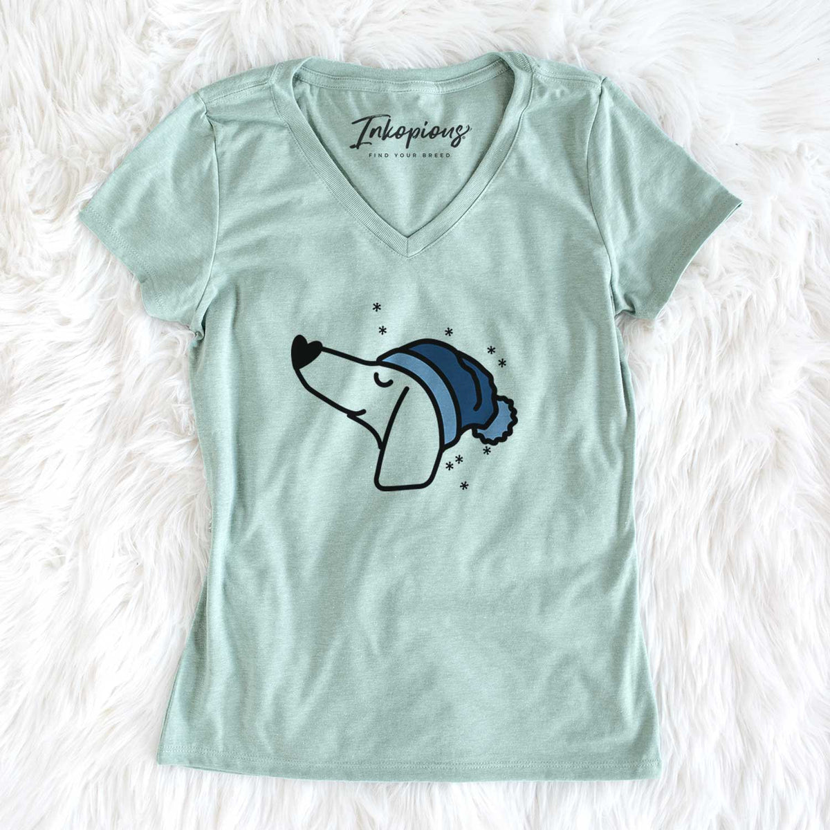 Frosty Dachshund - Women&#39;s V-neck Shirt