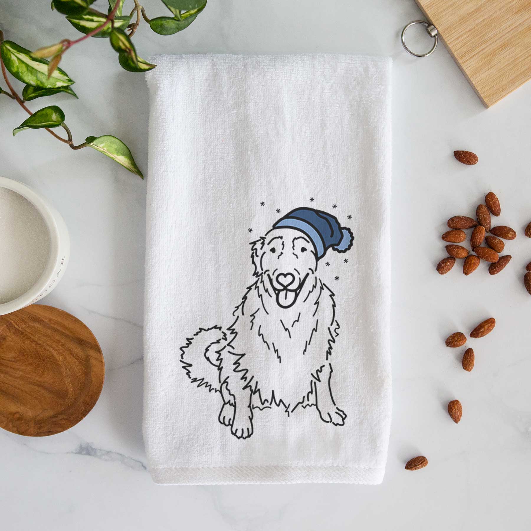 Frosty Golden Retriever - Daisy - Decorative Hand Towel