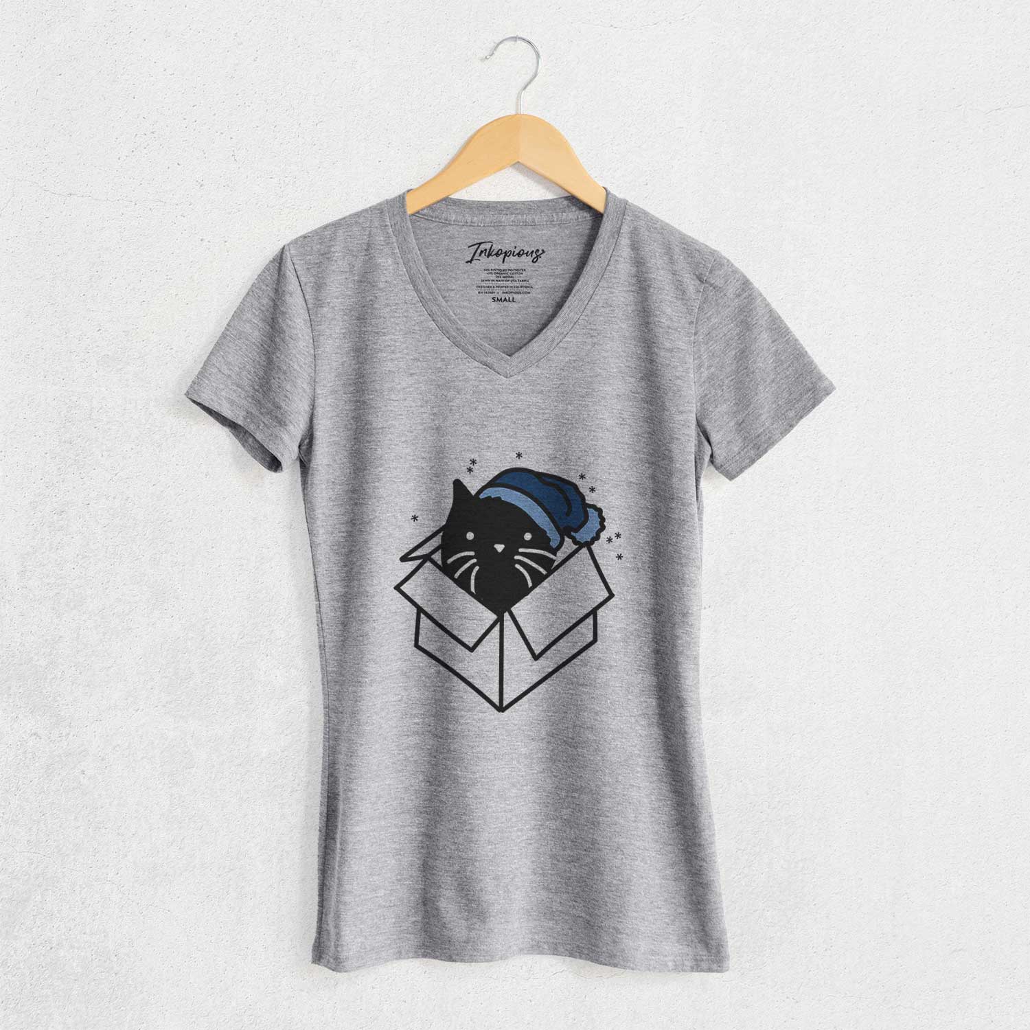 Frosty Black Cat in a Box - Doc - Women's V-neck Shirt