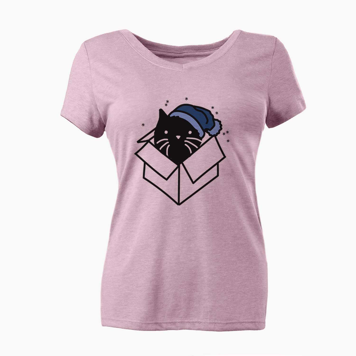 Frosty Black Cat in a Box - Doc - Women's V-neck Shirt