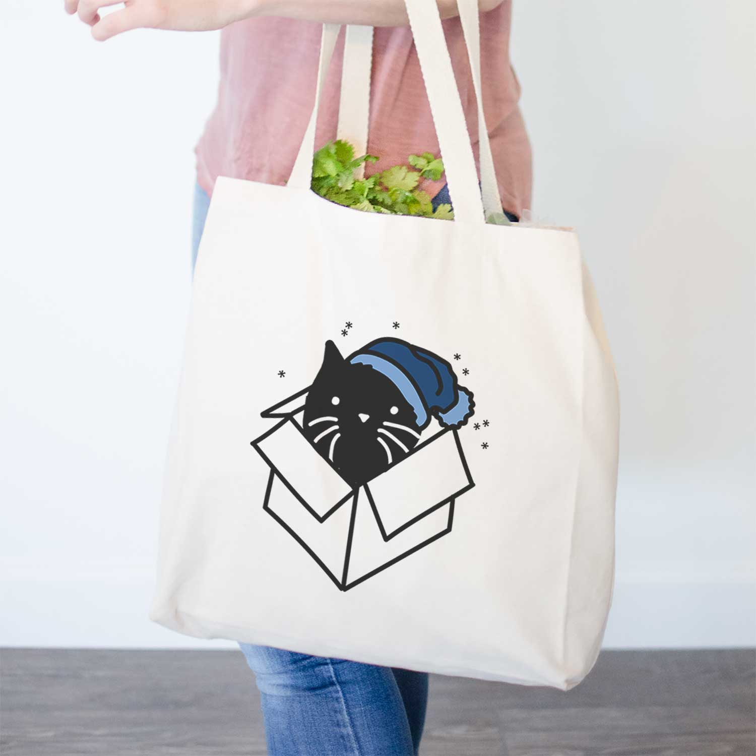 Frosty Black Cat in a Box - Doc - Tote Bag