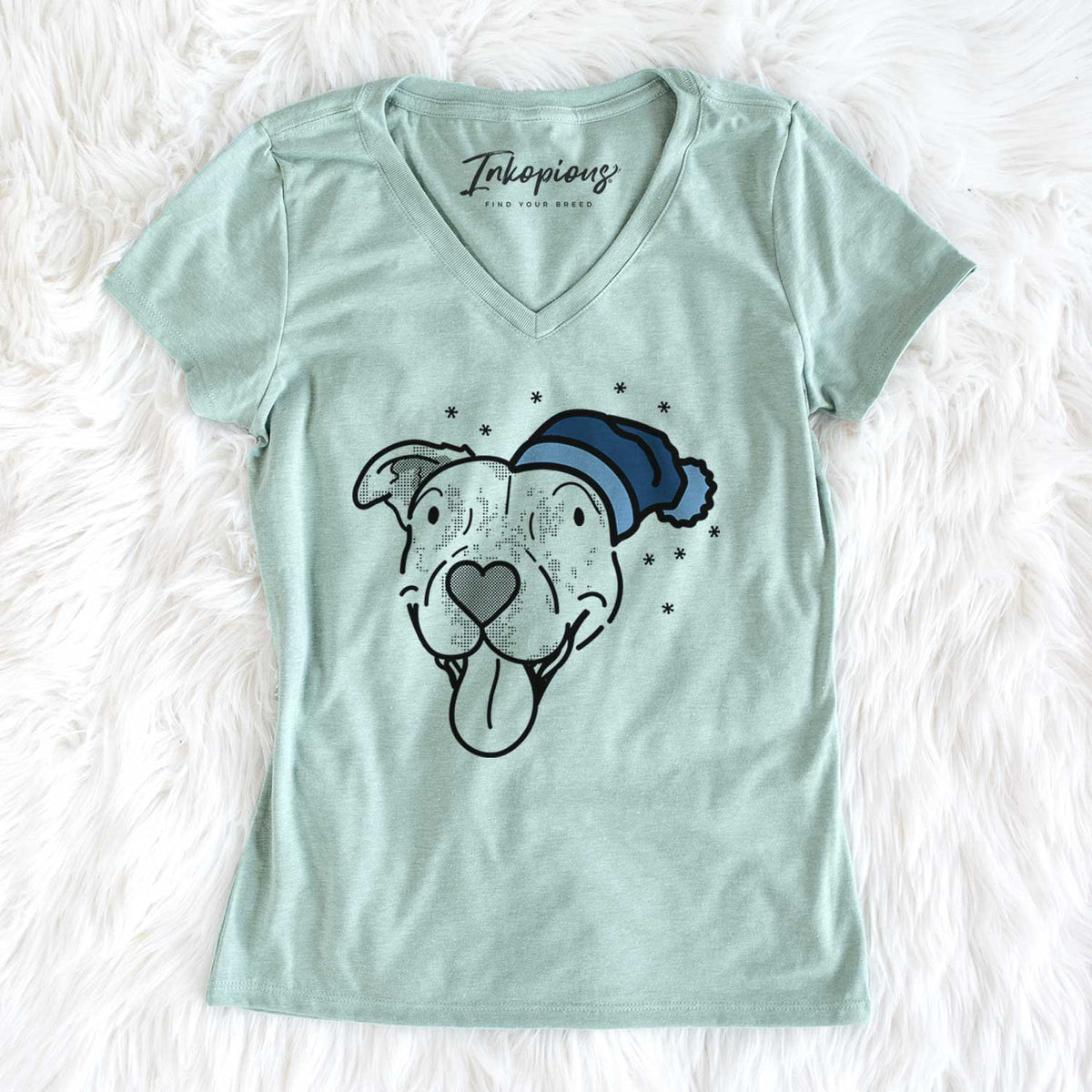 Frosty Pitbull Mix - Dottie - Women&#39;s V-neck Shirt