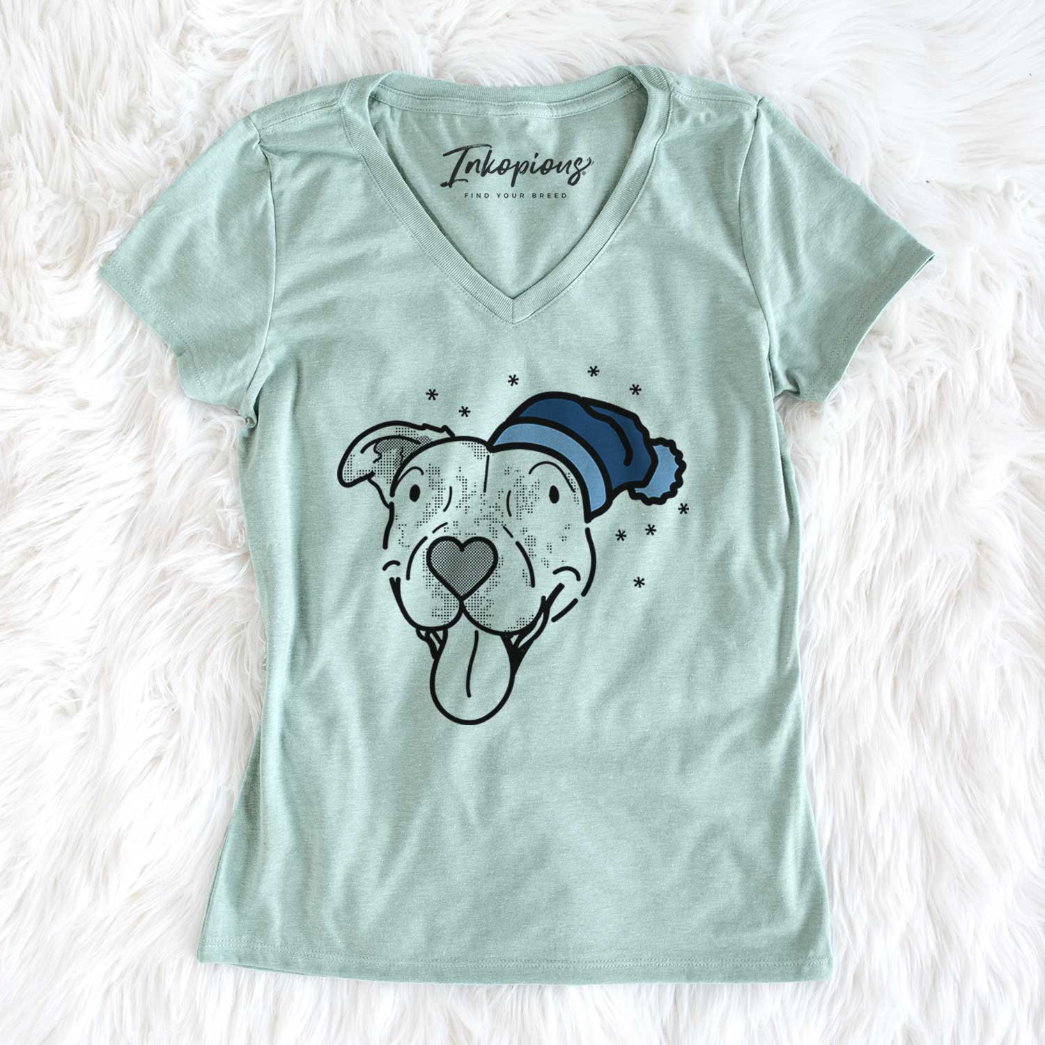 Frosty Pitbull Mix - Dottie - Women's V-neck Shirt