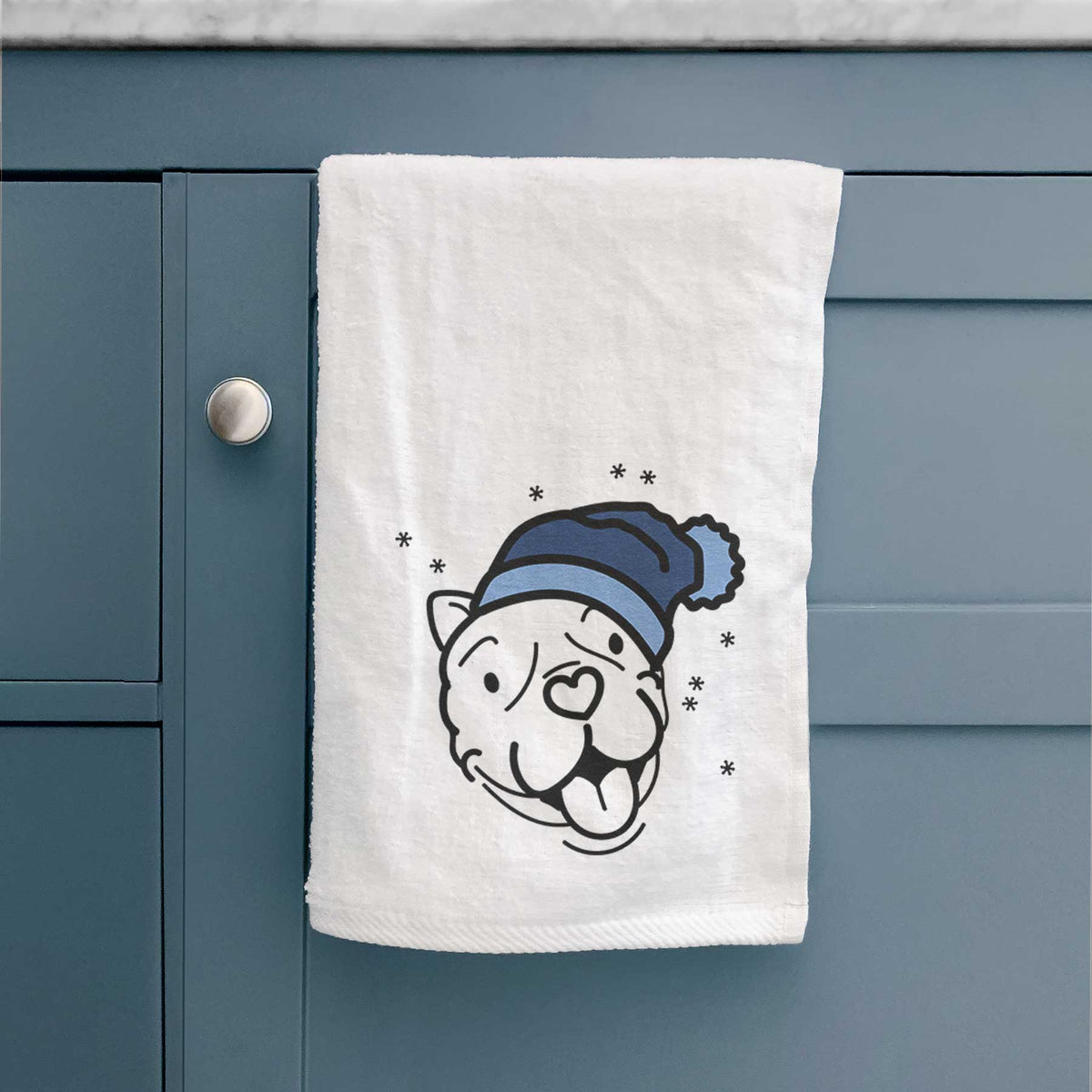 Frosty American Bulldog - Draco - Decorative Hand Towel