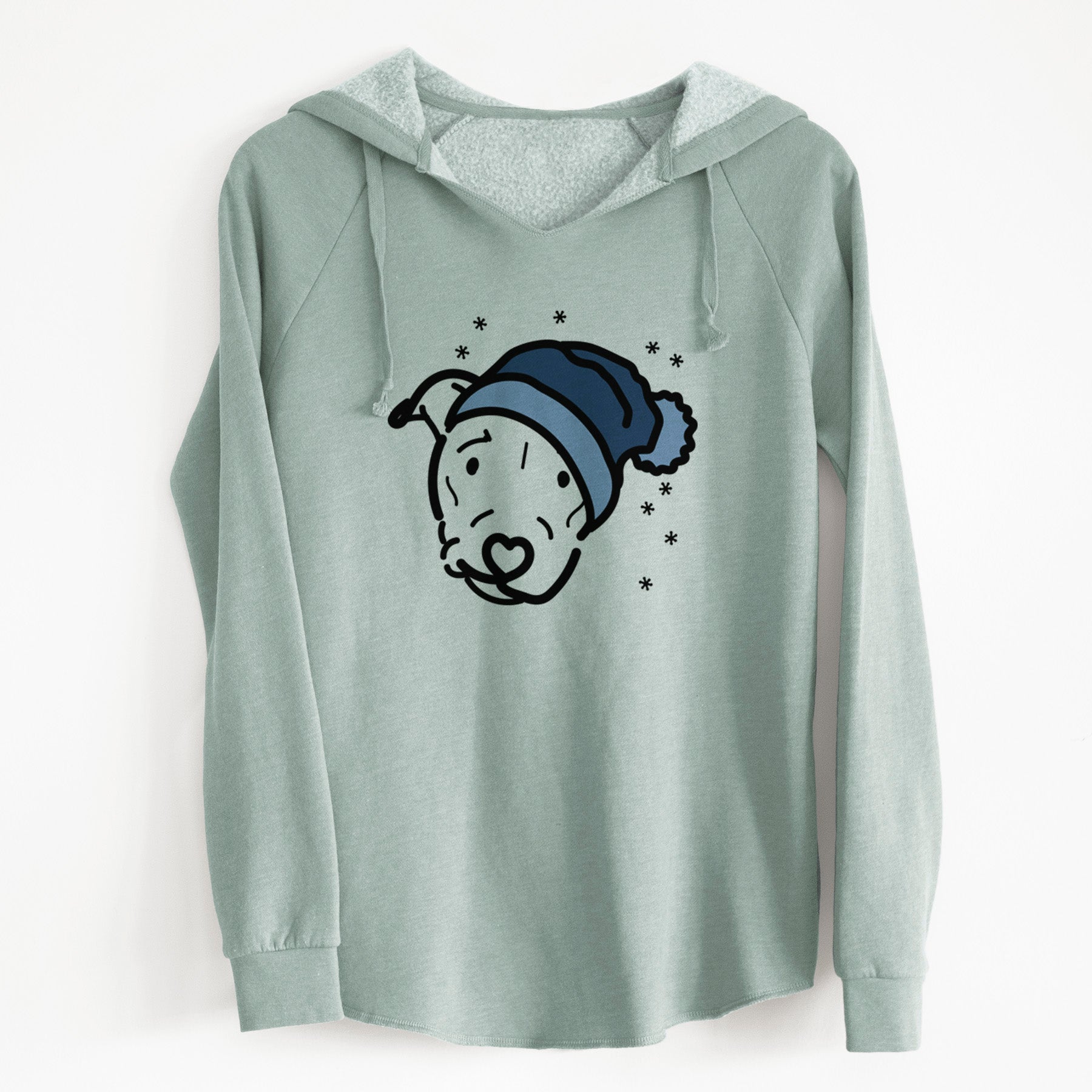 Frosty Pitbull Mix - Ernie - Cali Wave Hooded Sweatshirt