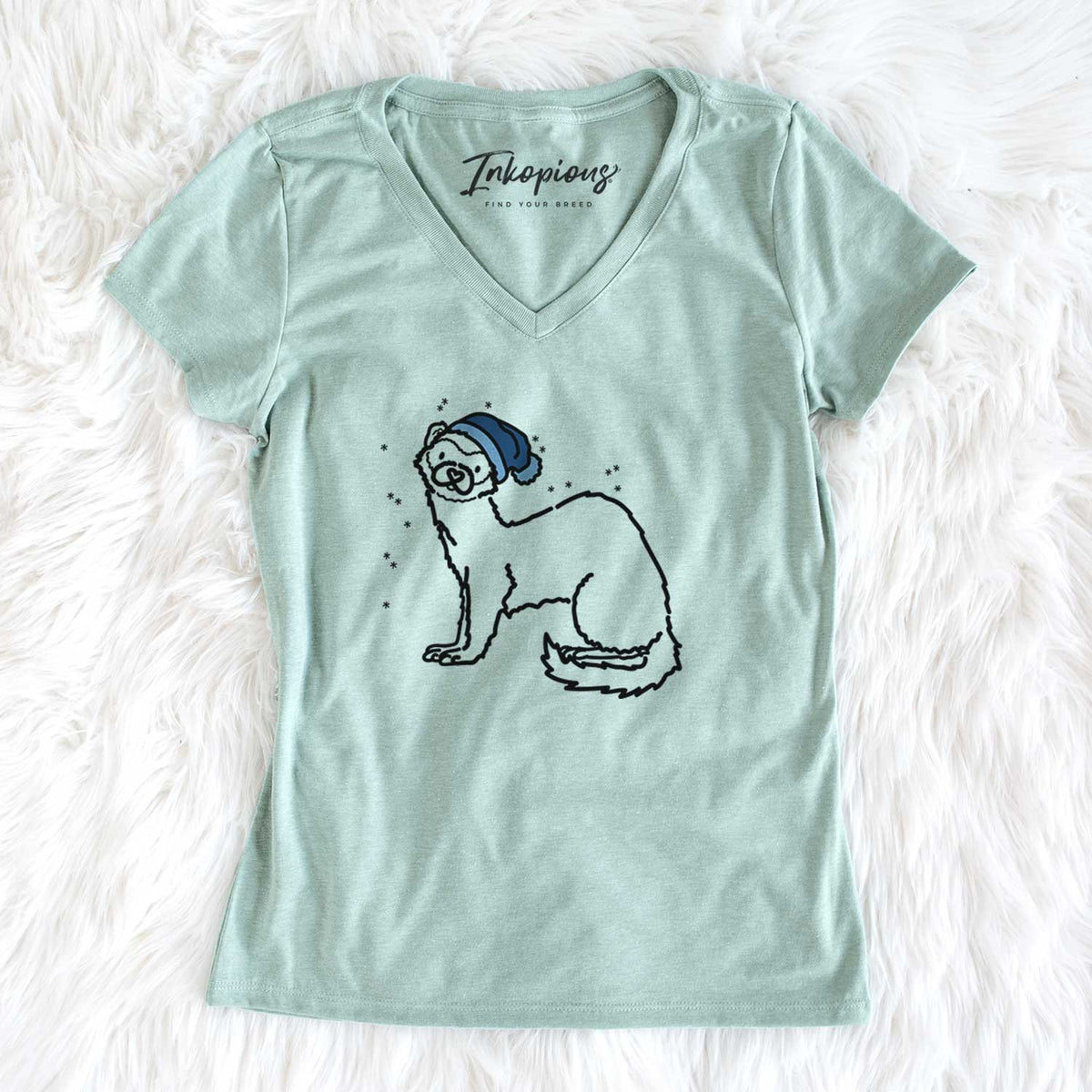 Frosty Ferret - Fern - Women&#39;s V-neck Shirt