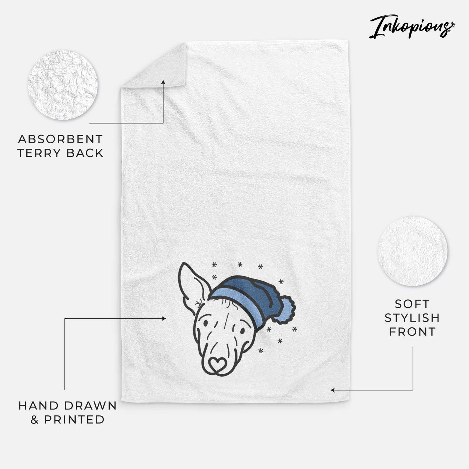 Frosty American Hairless Terrier - Georgia - Decorative Hand Towel