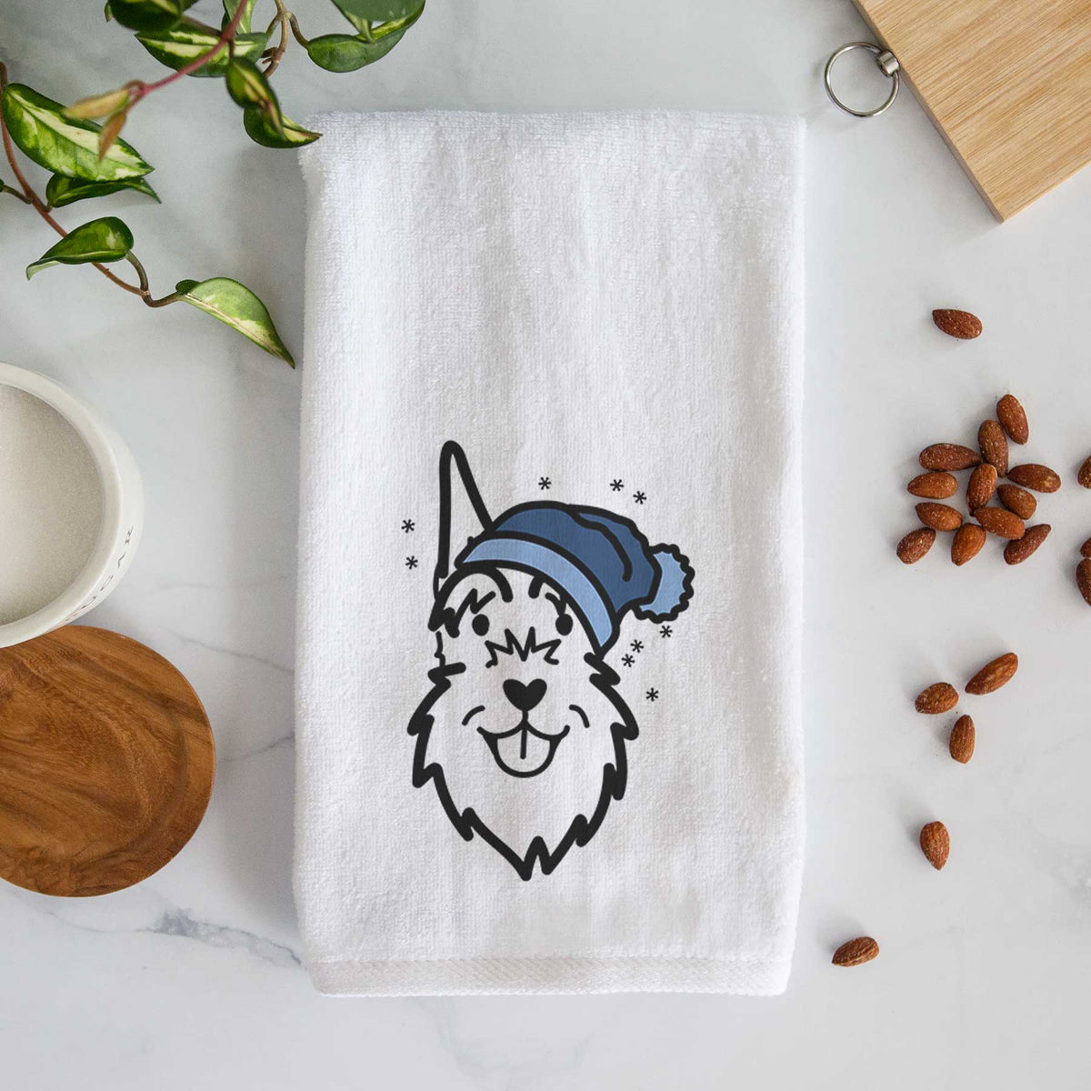 Frosty Schnauzer Cropped Ears - Decorative Hand Towel