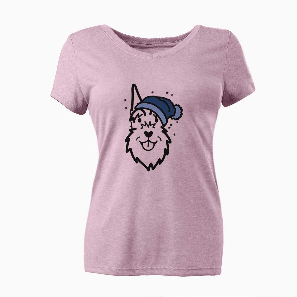 Frosty Schnauzer Cropped Ears - Women's V-neck Shirt