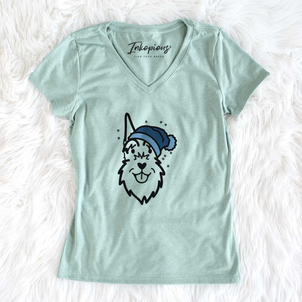 Frosty Schnauzer Cropped Ears - Women&#39;s V-neck Shirt