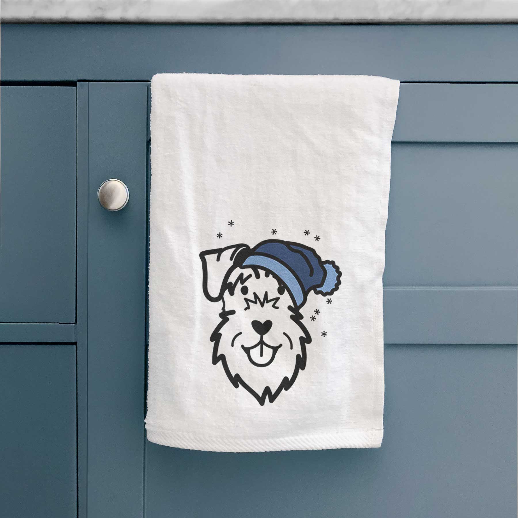 Frosty Schnauzer Natural Ears - Decorative Hand Towel