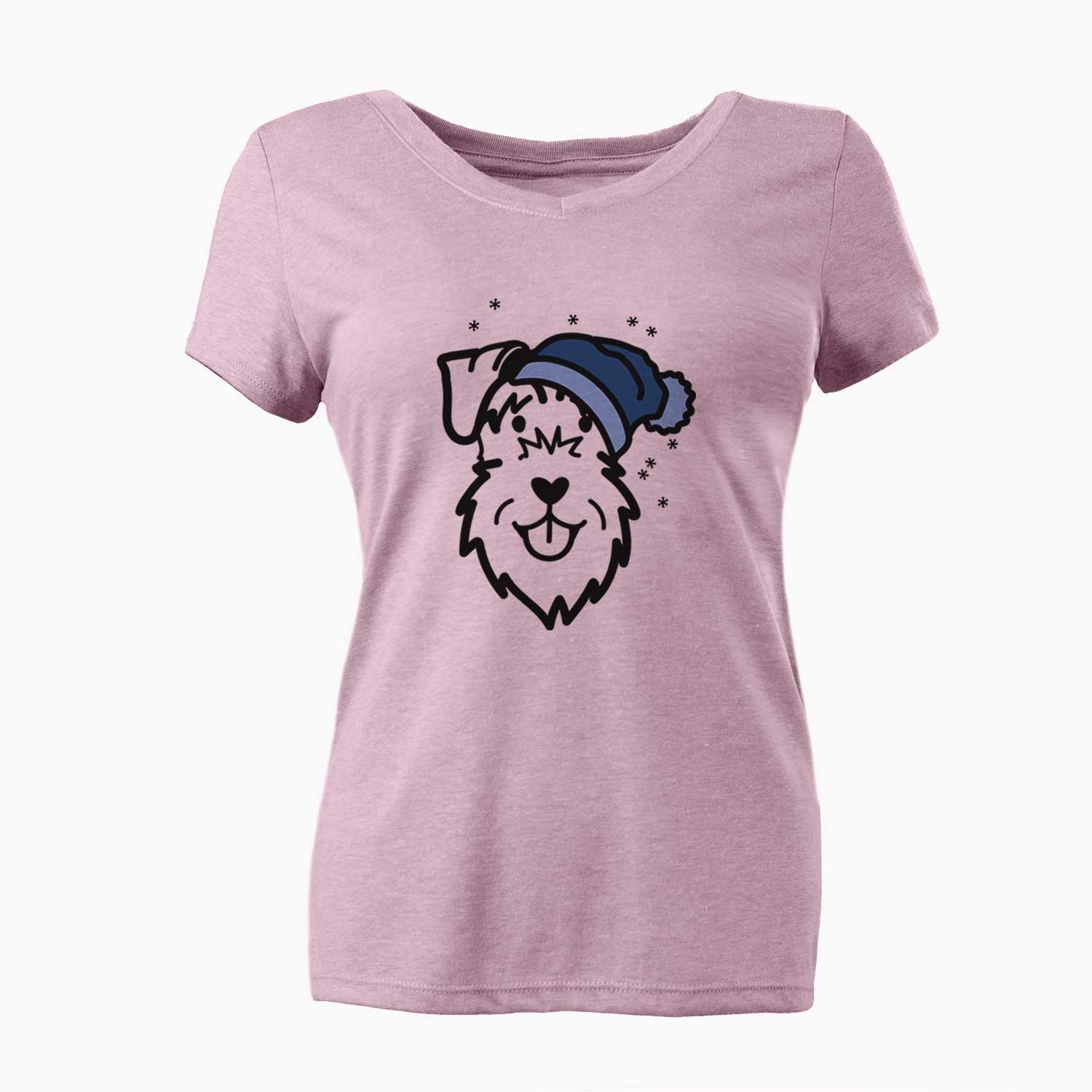 Frosty Schnauzer Natural Ears - Women's V-neck Shirt