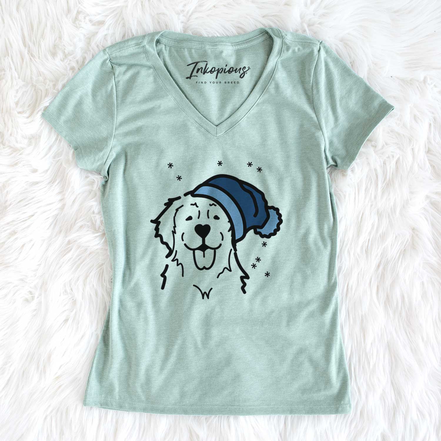 Frosty Golden Retriever - Women's V-neck Shirt