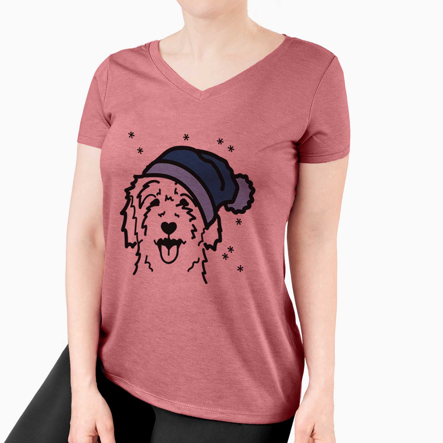 Frosty Goldendoodle - Women's V-neck Shirt