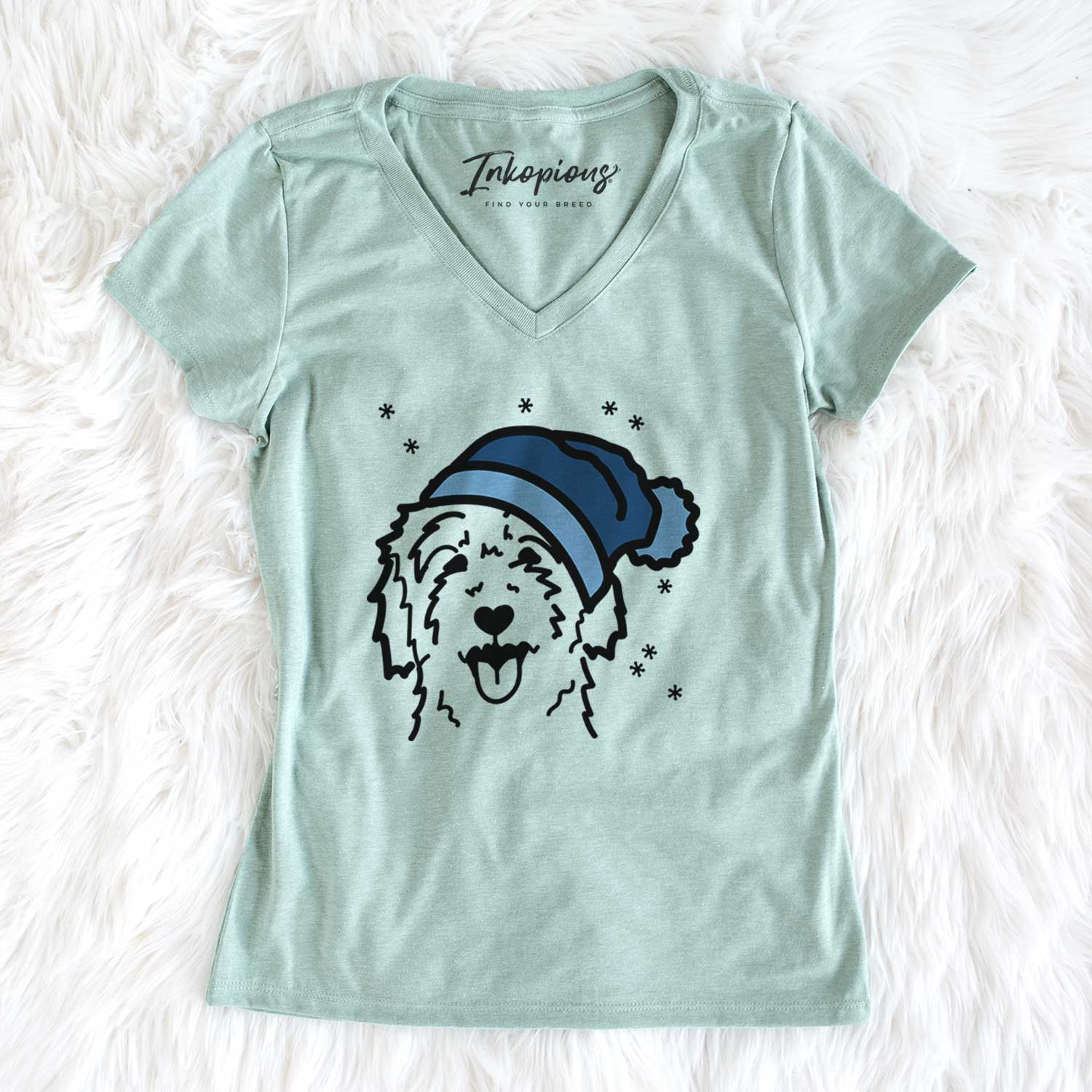 Frosty Goldendoodle - Women's V-neck Shirt