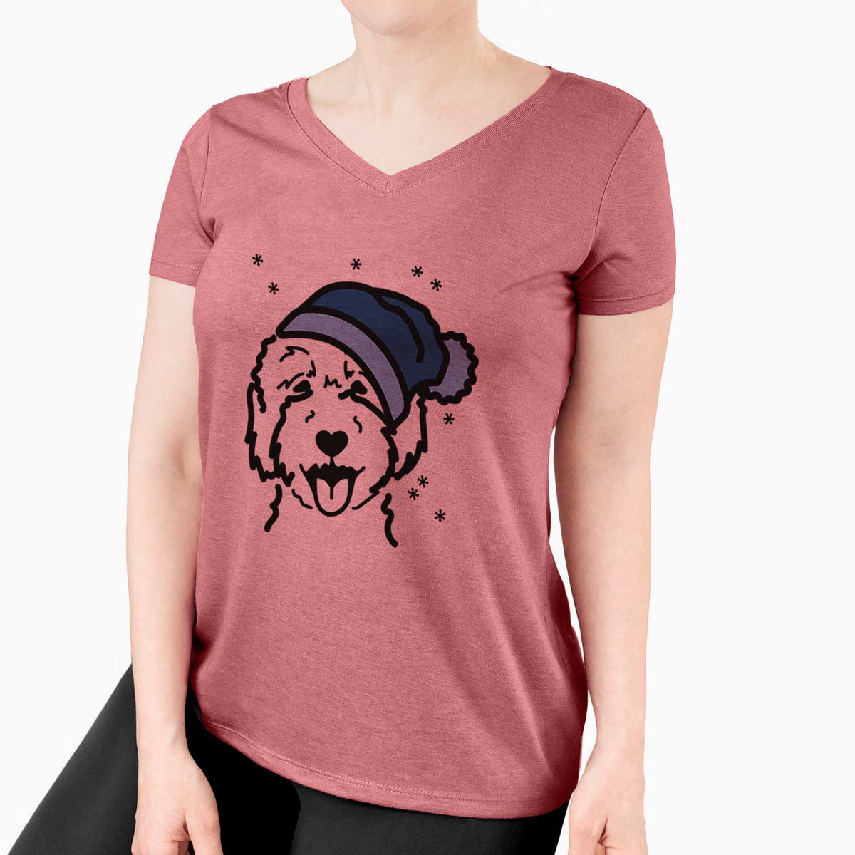 Frosty Goldendoodle 2 - Women's V-neck Shirt