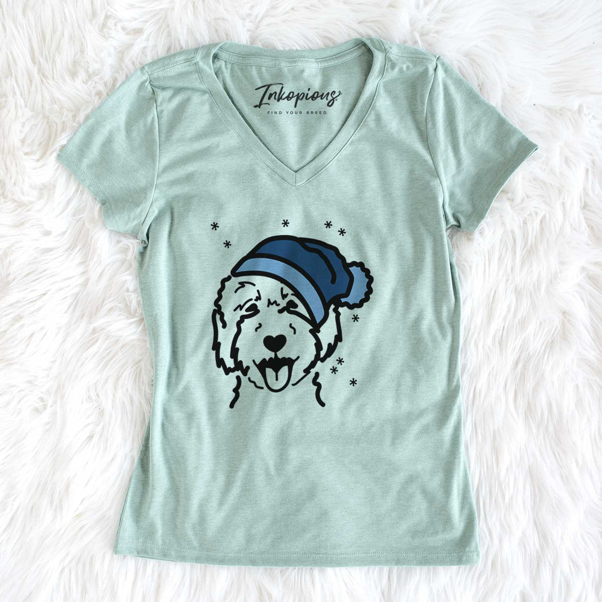 Frosty Goldendoodle 2 - Women&#39;s V-neck Shirt