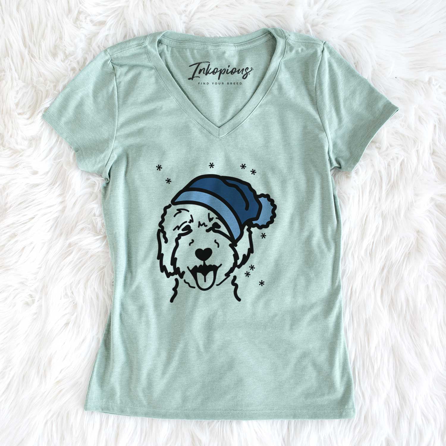 Frosty Goldendoodle 2 - Women's V-neck Shirt